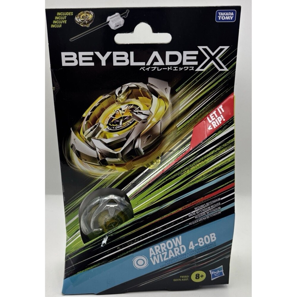 Beyblade X Arrow Wizard 4-80B Starter Pack Set with Stamina Type Top & Launcher